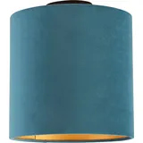 QAZQA Deckenleuchte mit Samtschirm blau/gold 25 cm - Combi schwarz