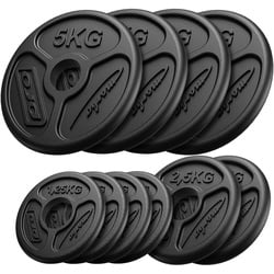 Olympia Guss Hantelscheiben-Set Gewichte mit ø50/51 mm Bohrung | Set 30 kg / 4 x 5 kg + 2 x 2,5 kg + 4 x 1,25 kg - Marbo Sport