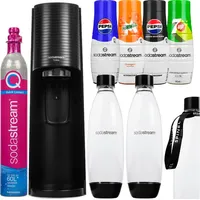 SodaStream Wassersprudler Terra Schwarz 2 Flaschen Sirup QuickConnect Set - Schwarz