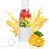 Mixer Smoothie Maker, 380ml Wiederaufladbarer USB Tragbarer Smoothie Mixer für Shakes Saft Smoothies, Elektrischer Fresh Juice Mixer Flasche(weiß) - Silber