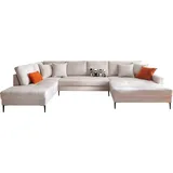 trends by hg Wohnlandschaft Cord 3-Sitzer Beige