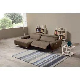 Egoitaliano Ecksofa »Suzette, Designsofa mit hohem Sitzkomfort« mit Recamiere, inkl. 1 elektronischen Relaxfunktion, L-Form braun