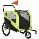 PawHut 2-in-1 Hundeanhänger, Fahrradanhänger für Hunde, Hundewagen mit Reflektoren, Hundebuggy max. 30 kg, Hundefahrradanhänger für Große Hunde, Oxford-Gewebe, Grün