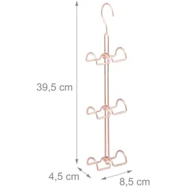 Relaxdays Handtaschenbügel 6 Haken, platzsparende Handtaschen Aufbewahrung, Taschenhaken Metall, Taschenhalter, kupfer,