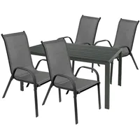 Mojawo Gartengarnitur Sitzgarnitur 5-teilig L150xB90xH74cm Non-Wood Anthrazit
