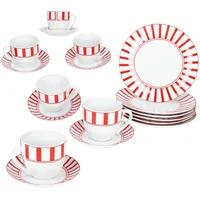 Mambocat Split Kaffeeservice 18-tlg. rot gestreift
