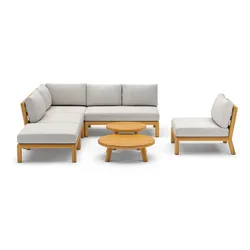 BEST Lounge Set MATERA, Akazie / Kissen Sunproof (100 % Polypropylen) Hellgrau