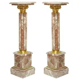 Casa Padrino Barock Marmor Säulen Set Mehrfarbig / Gold - Prunkvolle Deko Säulen im Barockstil - Barock Deko Accessoires - Edel & Prunkvoll