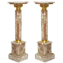 Casa Padrino Barock Marmor Säulen Set Mehrfarbig / Gold - Prunkvolle Deko Säulen im Barockstil - Barock Deko Accessoires - Edel & Prunkvoll