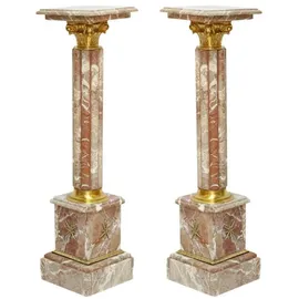 Casa Padrino Barock Marmor Säulen Set Mehrfarbig / Gold - Prunkvolle Deko Säulen im Barockstil - Barock Deko Accessoires - Edel & Prunkvoll