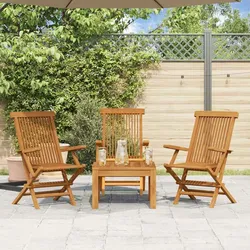 vidaXL Gartenstühle 3 Stk. Massivholz Teak