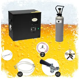 ich-zapfe Komplett Set Zapfanlage, AS-40, 2-leitig, Durchlaufkühler, Nasskühler - Untertheke, Green Line, Zapfkopf: Korb; Zapfkopf 2: 5 Liter Adapter