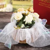 Povxlum Geflochtener Blumenkorb Aus Rattan Aufbewahrungskorb BlumenmäDchen-Handkorb Handgefertigter Blumenkorb mit Schleife, Klein, Blumenmädchenkorb, Handgefertigter Blumenkorb mit Spitzenbogen