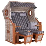 deVries Strandkorb ca. 140x160x80 cm Braun/Grau