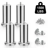 Qenovo® 4 Stück M10 Möbelfüße Edelstahl, Sofa Füße, Für Schrankfüße Bett Beine/Sofa Beine/Tischbeine höhenverstellbar Verwenden Sie M10-Schrauben,Unterstützung über 600 kg. (9.8CM)