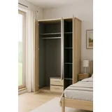 bv-vertrieb Schlafzimmer-Set Schlafzimmer Komfortbett Nachtschrank Kleiderschrank Eiche bianco