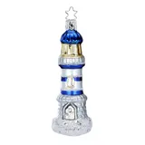 INGE-GLAS Inge Glas - Christbaumschmuck, Baumschmuck - Leuchtturm - 12 cm - mundgeblasenes Glas