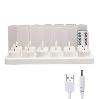 Flammenlose Kerzen Mit Fernbedienung, Timer Und Ladestation, Set Mit 12 Wiederaufladbaren Weißen Led-teelichtern (usb).