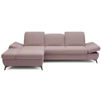 MOEBLO Ecksofa HARPY, mit Schlaffunktion mit Bettkasten, Eckcouch Wohnlandschaft Sofa mit Ottomane Eckgarnitur Polsterecke, Kopfstützen und Armlehnen verstellbar rosa
