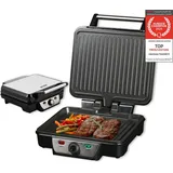 First Austria TZS First Austria Kontaktgrill , 1800W, Edelstahl, Panini Grill, Sandwichmaker, BPA frei, Klappbar, Elektrogrill