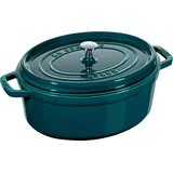 La Cocotte Topf 5,5 l oval meerblau aus Gusseisen gefertigt