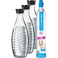 SodaStream Reservezylinder CO2 Zylinder bis 60 L + 3 Glaskaraffen 0,6L