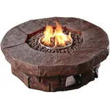 Teamson Home Draussen Garden Große Runde Propangas-feuerstelle Tischbrenner, Rauchfreie Niedrige Feuerstelle, Terrassenmöbelheizung mit Lavasteinen und Abdeckung