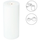Edzard Stumpenkerze Cornelius Ø 8 cm, (H 18 cm) Stumpenkerzen-Optik, Dauerkerze für Teelichter weiß