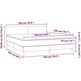 vidaXL Boxspringbett mit Matratze & LED Schwarz 180x200 cm Stoff