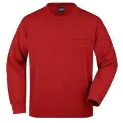 Herren Sweatshirt mit Brusttasche JN924, rot, Größe S - rot - S