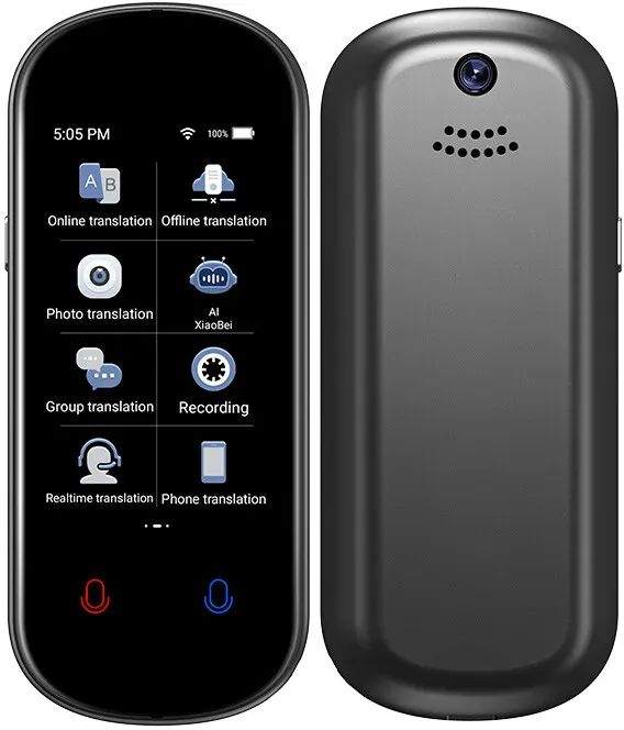 Rexsun Smart Voice Translator, Unterstützt Online-Übersetzung in 139 Sprachen und Offline-Übersetzung in 17 Sprachen, Z2 Graues Metallgehäuse