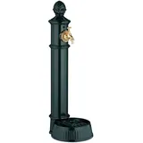 Relaxdays Standbrunnen antik, mit Wasserhahn & Becken, HxBxT: 83 x 26 x 31,5 cm, Wasserzapfsäule Garten, Terrasse, grün