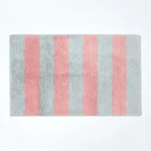Homescapes Badteppich Gestreift Grau/Rosa 80 x 50 cm