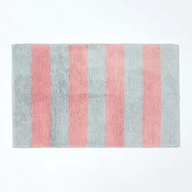 Homescapes Badteppich Gestreift Grau/Rosa 80 x 50 cm