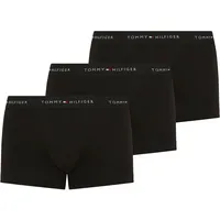 Trunk, Herren, Gr. L (52), 3 Stk., schwarz (schwarz, schwarz, schwarz), Webqualität, Obermaterial: 95% Baumwolle, 5% Elasthan, TOMMY HILFIGER UNDERWEAR, körpernah, Unterhosen, Körpernahe Passform mit elastischem Bund