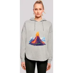 Kapuzenpullover F4NT4STIC "Vulkanausbruch", Damen, Gr. XS, grau, Obermaterial: 100% Baumwolle, casual, oversize, Langarm, Pullover, Premium Qualität