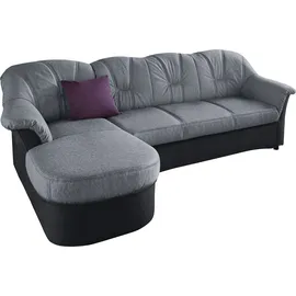 DOMO collection Ecksofa Kunstleder 3-Sitzer Schwarz/Silber