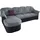 DOMO collection Ecksofa Kunstleder 3-Sitzer Schwarz/Silber