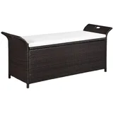 furnicato Truhenbank mit Polster 138 cm Poly Rattan Braun