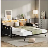 STILVORA Daybed Metallbett 90x200 mit Schubladen Daybett Tagesbett ausziehbar mit USB (Metall-Schlafsofa– mit Ausziehbett, 1 tlg), mit Ausziehbett
