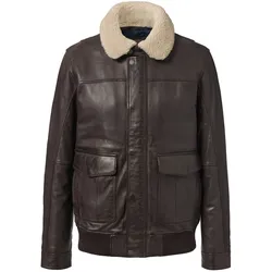 Tchibo - Lederjacke im Aviator-Style - Herren - Gr. M - dunkelbraun