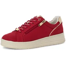 Marco Tozzi Damen Plateau Sneaker mit Schnürsenkeln Freizeit, Rot (Cherry Comb), 38 EU