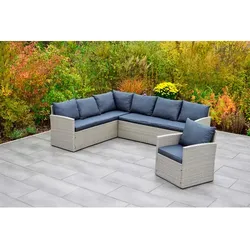 MERXX Gartenmöbelset »Chicago«, 7 Sitzplätze, Stahl/Kunststoffgeflecht, pulverbeschichtet - grau