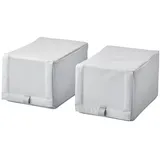 IKEA HEMMAFIXARE Schuhbox Stoff gestreift/weiß/grau
