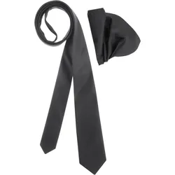 Krawatte BRUNO BANANI, Herren, schwarz, Kunstfaser, elegant, Krawatten, inklusive Einstecktuch