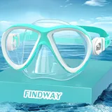 Findway Taucherbrille Kinder, Schwimmbrille Kinder für Jungen Mädchen,Schnorchelmaske Kinder 180°Panorama Verstellbares Silikonband Anti-Leck Tauchmaske Kinder für 3-14 Jahre