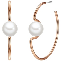 Yokoamii Perlen-Creolen Metall-Legierung Muschelkernperle in Roségold   Damen 