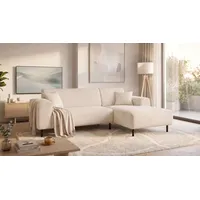 Home Affaire Ecksofa HOME AFFAIRE "ARROS L-Form mit Wellenunterfederung, Maße B/T/H: 235/163/81 cm", beige (creme), B:235cm H:81cm T:163cm, 100% Polyester, Sofas, Ecksofa, incl. Zierkissen, mit Recamiere rechts/links bestellbar, auch in Cord