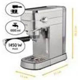 First Austria TZS First Austria Siebträgermaschine elektrisch silberfarben + 2 doppelwandige Glasbecher