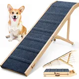 Hunderampe für Bett, Länge 162,6 cm x Breite 43,2 cm, faltbare Haustierrampe für kleine und große Hunde und Katzen, Hunderampen für hohe Betten, Auto, hohe Traktion mit Plattform, 6 verstellbare Höhen